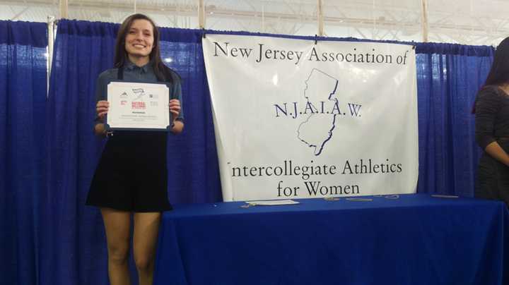 Pamela Duchnowski of Wallington High School poses with her award.