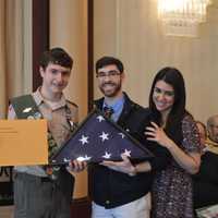 <p>Avi Samuel, left, achieved the highest rank in scouting on Sunday.</p>