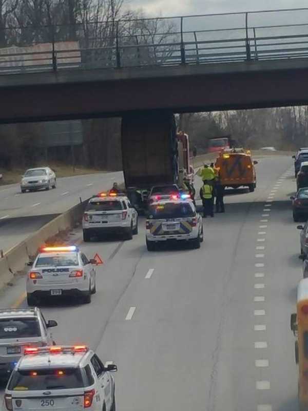 Tractor Trailer Stuck Under Overpass On Route 9