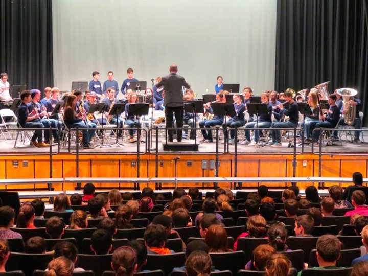 Briarcliff High School&#x27;s band, orchestra and chorus perform for Todd Elementary School fifth-graders as part of Music in Our Schools last month.