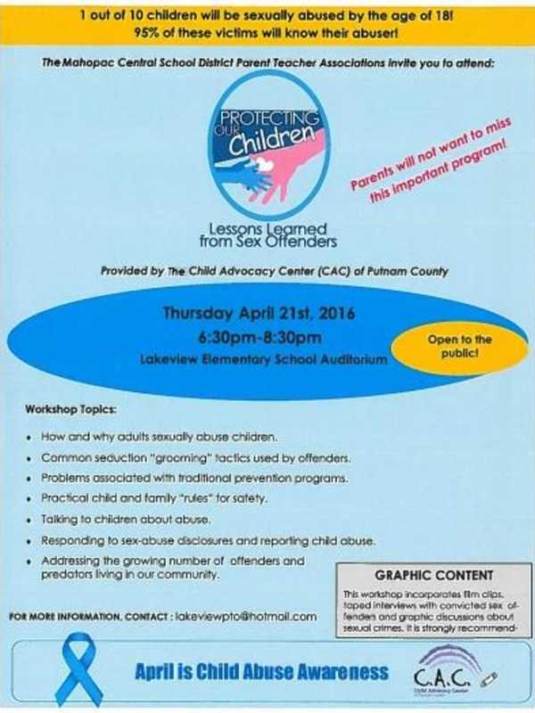 Mahopac PTA Presents Public Program On Protecting Children