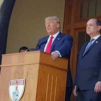 <p>Donald Trump speaks at New York Military Academy in Cornwall prior to his rally in Poughkeepsie.</p>