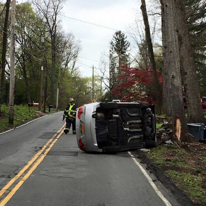 The driver had to be extricated from a car that crashed into a tree Friday on Spook Rock Road in Suffern.