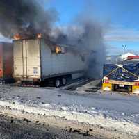 <p>One of the trailers on fire.</p>