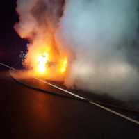 <p>Company 3 of the Huntington Fire Department doused a car fire on Route 8 overnight.</p>