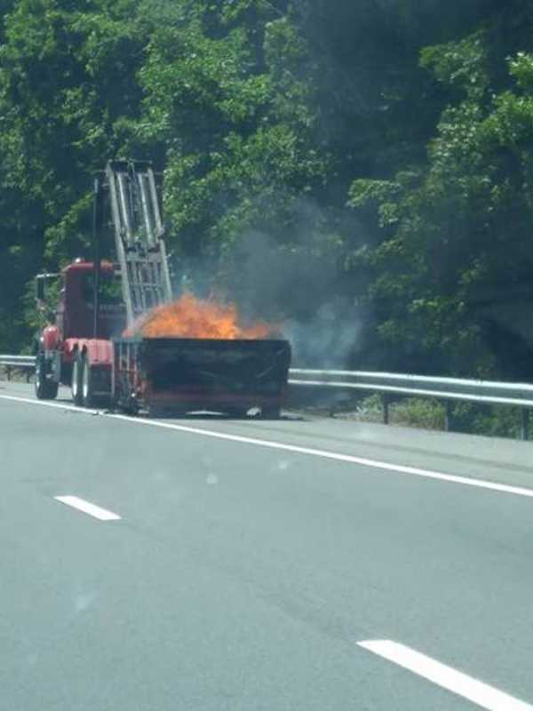 Dumpster On Tractor Trailer Catches Fire On I-87