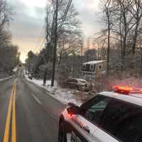 <p>Police are warning drivers that slick roads are causing a number of crashes. This vehicle hit a telephone pole in Ramapo.</p>