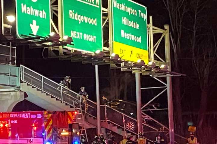 HEROES: Paramus Officers Rescue Driver In Fiery Crash On Route 17 Pedestrian Bridge