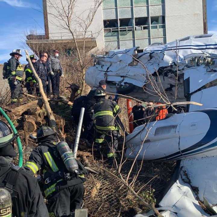 Firefighters were able to save a pilot who crashed his plane near a Nassau County roadway.