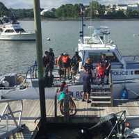 <p>The New Rochelle Police Department Harbor Unit gave boat tours during National Night Out.</p>