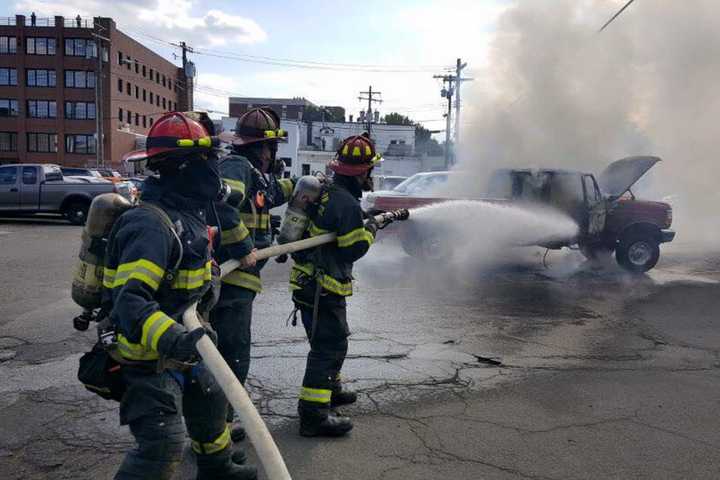 Suffern Pickup Truck Catches Fire With Ammunition Inside
