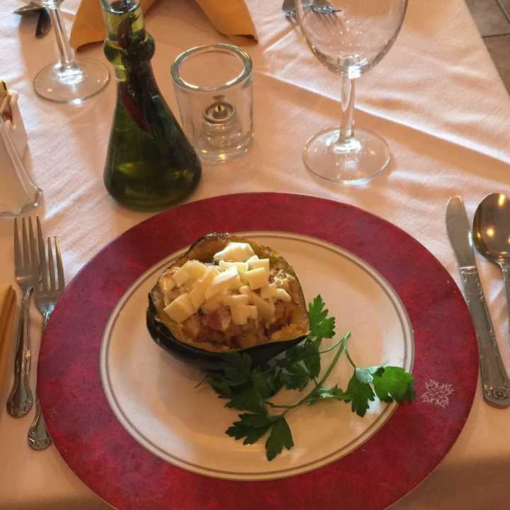 Stuffed acorn squash with fontina and cranberries at Aldo&#x27;s Cucina in Wayne.