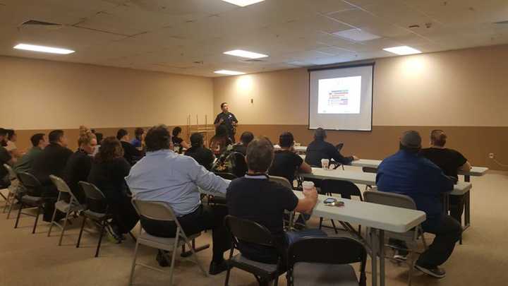 Employees at the Palisades Center Mall getting trained in safety procedures on Wednesday by members of the Clarkstown Police Department.