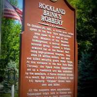 <p>A plaque marks the spot were two Nyack police officers were killed during by a group of gunmen who had robbed a Brinks truck.</p>