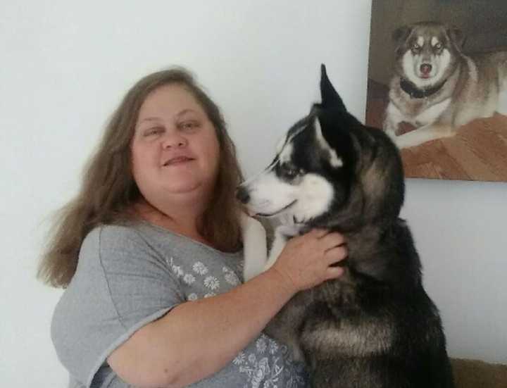 Julie Ogden of Westwood and her pup. Taz.