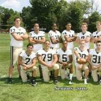 <p>Paramus Catholic Football Seniors 2010. Devenio is pictured bottom left No. 7 and Polles is No. 54.</p>