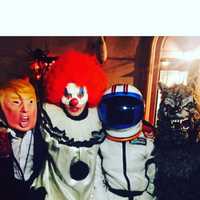 <p>Madonna and her kids with Halloween costumes they got at Beyond Costumes in Yonkers.</p>