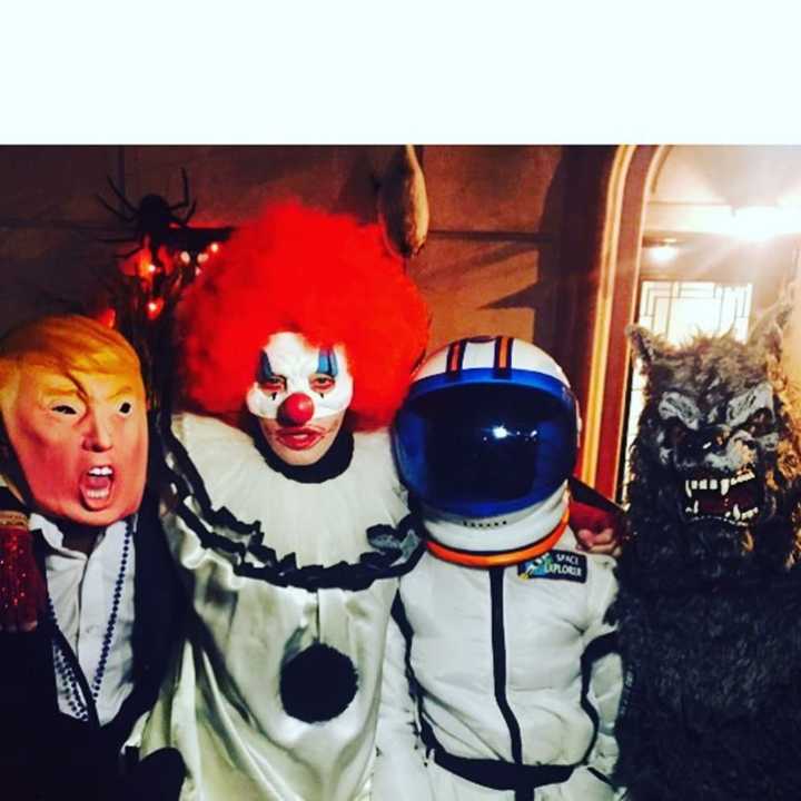 Madonna and her kids with Halloween costumes they got at Beyond Costumes in Yonkers.