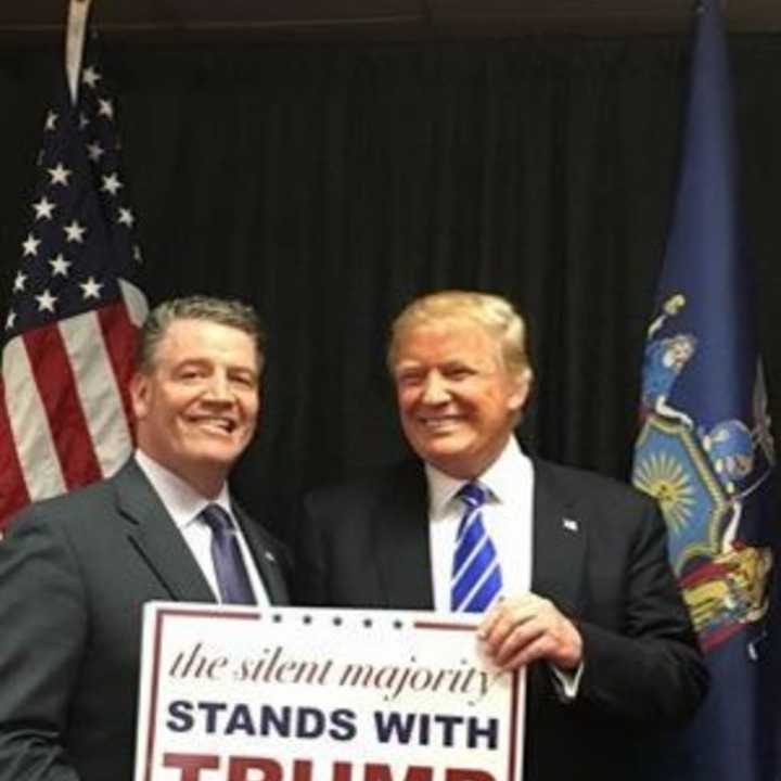 State Sen. Terrence Murphy (R-Yorktown) with Donald Trump at a rally in Albany.