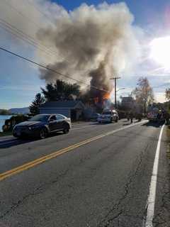 Firefighters Battle Blaze In Verplanck