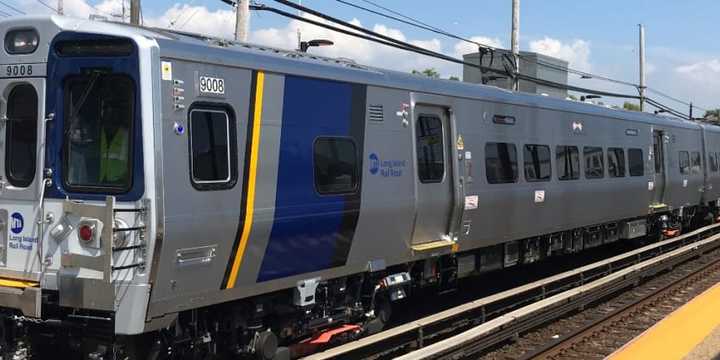 A person was injured after his vehicle was struck by a Long Island Railroad train near Patchogue.