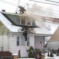 <p>At scene of East 22nd Street fire in Paterson</p>