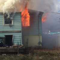 <p>Central Nyack firefighters battled a blaze at 5 Waldron Ave. in West Nyack on Thursday.</p>