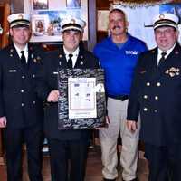 <p>Fire chiefs from Wallington join Morse.</p>