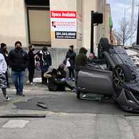 <p>Moments immediately after the crash at Main and East Salem streets in Hackensack.</p>