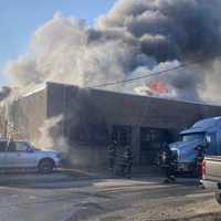 <p>The five-alarm commercial fire in New Cassel.</p>