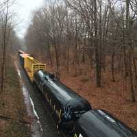 <p>Several cars on a Housatonic Railroad freight train bound for Massachusetts derailed on Tuesday in Brookfield.</p>