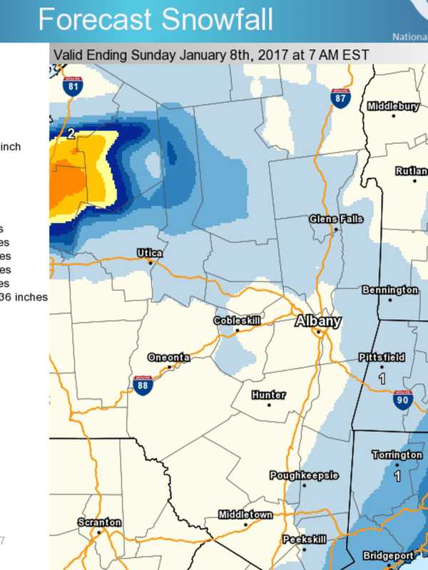 Update: Storm Track Shift Could Increase Snowfall In Dutchess