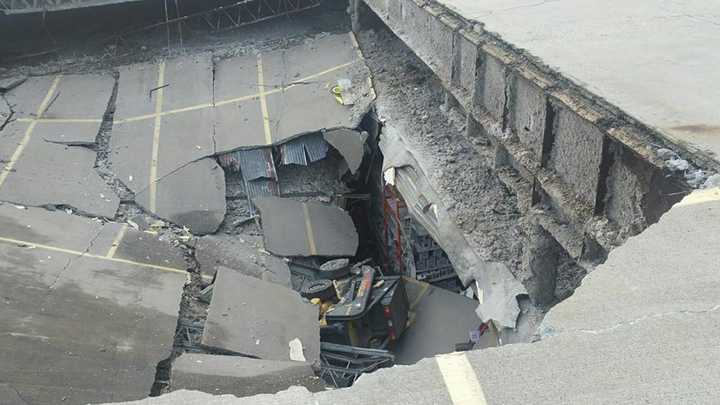 Yonkers firefighters dealt with a roof collapse on Central Park Avenue on Wednesday.