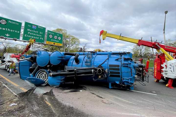 Septic Tank Truck Tips On Route 80 Exit