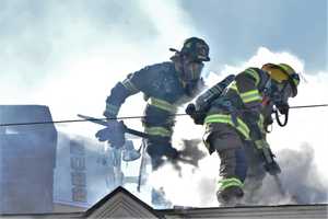 PHOTOS: Firefighters Douse Roaring Easton Blaze