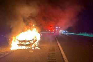 Fire Crews Battle Weekend Car Fire, Collison, On Route 422 In Montgomery County