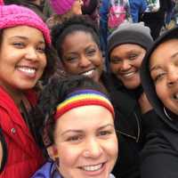 <p>Rockland resident Jeanine Cummins, front, at the Women&#x27;s March in Washington, D.C.</p>