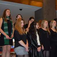 <p>Eastchester High School students performed a holiday concert in the MetLife building on Dec. 17. </p>