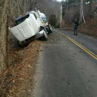 <p>Easton police are on the scene Monday of an oil truck accident on Judd Road on the Monroe border.</p>