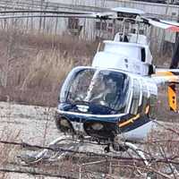 <p>Chopper makes safe landing along Hudson River in Edgewater.</p>