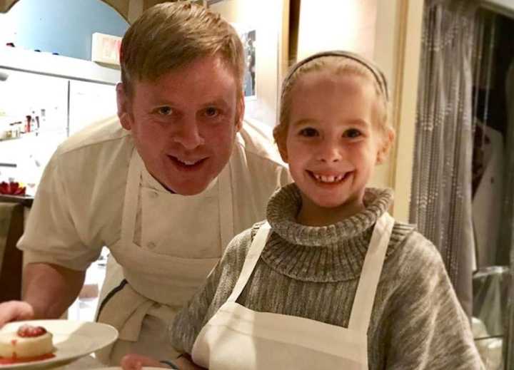 Ridgewood native and chef Gregory Stott and his now-10-year-old daughter.