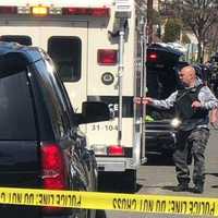 <p>At the scene in Carlstadt on Saturday.</p>