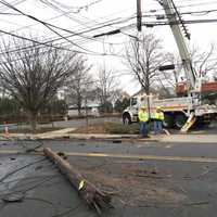 <p>Power was knocked out to parts of the town.</p>