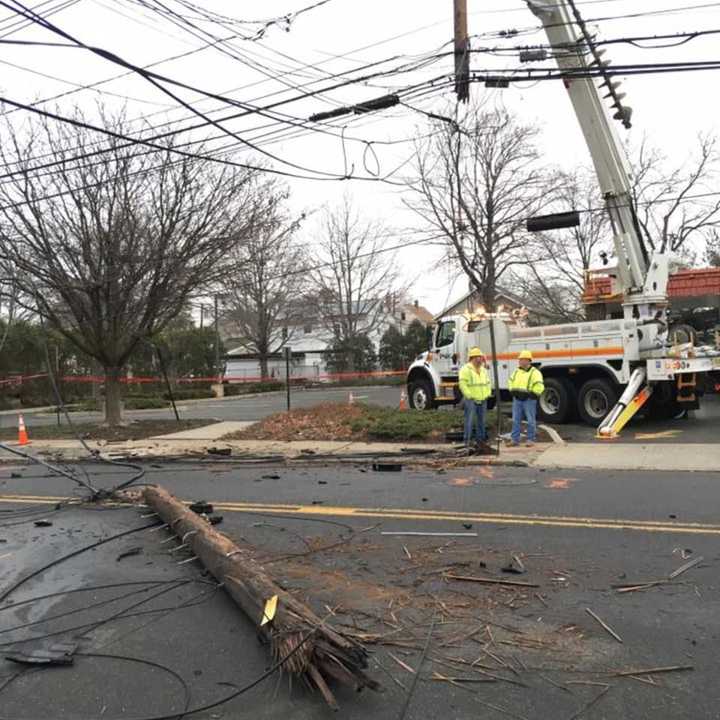 Power was knocked out to parts of the town.