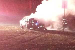 Car Becomes Engulfed In Flames In Ramapo