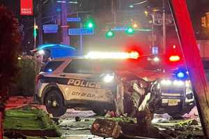 Clifton Police Car Goes Airborne During Chase, Knocks Down Signs, Pole In Garfield