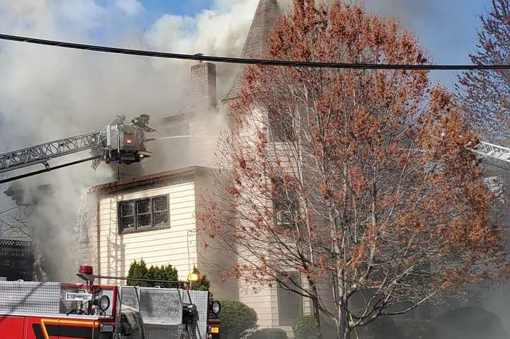 Passaic firefighters battled the High Street blaze from outside.