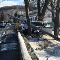 <p>An SUV slammed into a utility pole on Route 17 in Sloatsburg slowing traffic.</p>