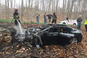 Car Slams Into Boulder, Igniting Fire In Pound Ridge