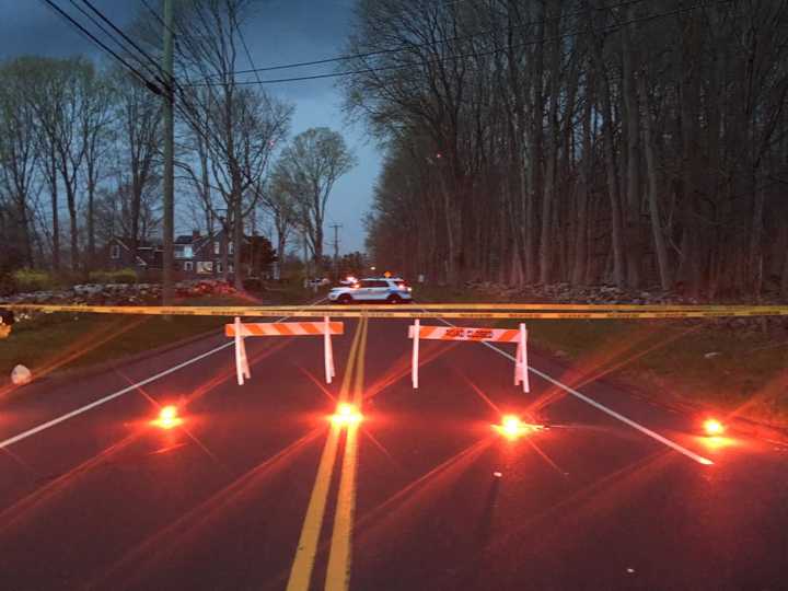 Brookfield police divert traffic around a serious accident in the area of West Whisconier and Whisconier Road/Route 25 on Sunday evening.